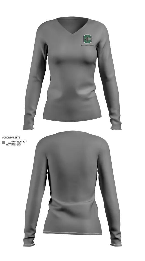 Womens Long Sleeve Vneck Shirt, Coopersville Dance Team, Spirit Store, Teamtime, Team time, sublimation, custom sports apparel, team uniforms, spirit wear, spiritwear, sports uniforms, custom shirts, team store, custom team store, fundraiser sports, apparel fundraiser