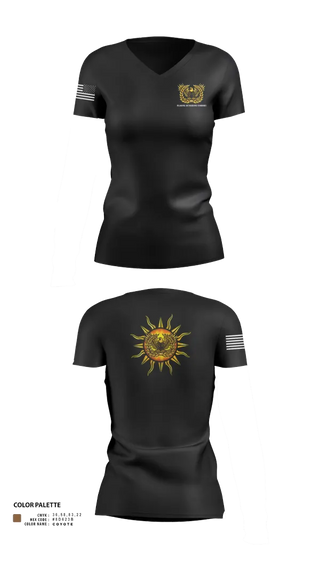 Womens Short Sleeve Vneck Shirt, FLARNG SUNSHINE COHORT, , Teamtime, Team time, sublimation, custom sports apparel, team uniforms, spirit wear, spiritwear, sports uniforms, custom shirts, team store, custom team store, fundraiser sports, apparel fundraiser