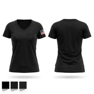 Womens Short Sleeve Vneck Shirt, CCFPD, Fire Department, Teamtime, Team time, sublimation, custom sports apparel, team uniforms, spirit wear, spiritwear, sports uniforms, custom shirts, team store, custom team store, fundraiser sports, apparel fundraiser