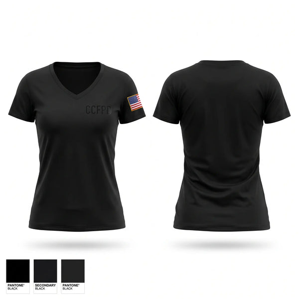 Womens Short Sleeve Vneck Shirt, CCFPD, Fire Department, Teamtime, Team time, sublimation, custom sports apparel, team uniforms, spirit wear, spiritwear, sports uniforms, custom shirts, team store, custom team store, fundraiser sports, apparel fundraiser