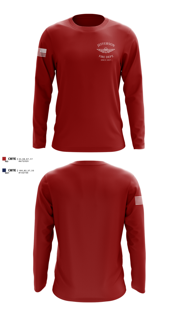 Long Sleeve Performance Shirt, Jefferson vol Fire Dept, Fire Department, Teamtime, Team time, sublimation, custom sports apparel, team uniforms, spirit wear, spiritwear, sports uniforms, custom shirts, team store, custom team store, fundraiser sports, apparel fundraiser