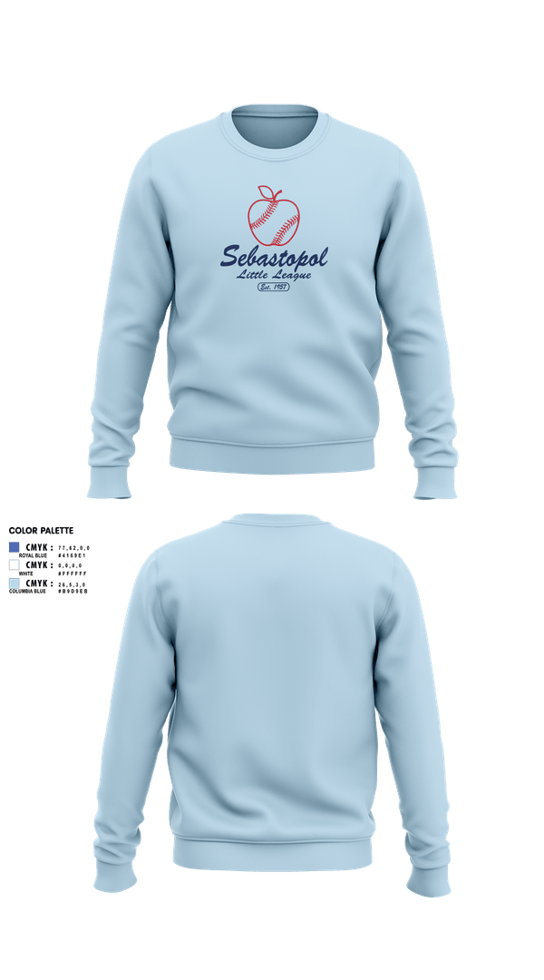 Crew Neck Sweatshirt, Sebastopol Little League, Baseball, Teamtime, Team time, sublimation, custom sports apparel, team uniforms, spirit wear, spiritwear, sports uniforms, custom shirts, team store, custom team store, fundraiser sports, apparel fundraiser