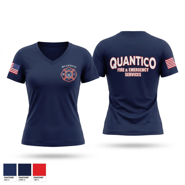 Womens Short Sleeve Vneck Shirt, Quantico Fire and Emergency Services, Fire Department, Teamtime, Team time, sublimation, custom sports apparel, team uniforms, spirit wear, spiritwear, sports uniforms, custom shirts, team store, custom team store, fundraiser sports, apparel fundraiser