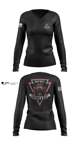 Womens Long Sleeve Vneck Shirt, 2-502 MFRC MED, Army, Teamtime, Team time, sublimation, custom sports apparel, team uniforms, spirit wear, spiritwear, sports uniforms, custom shirts, team store, custom team store, fundraiser sports, apparel fundraiser