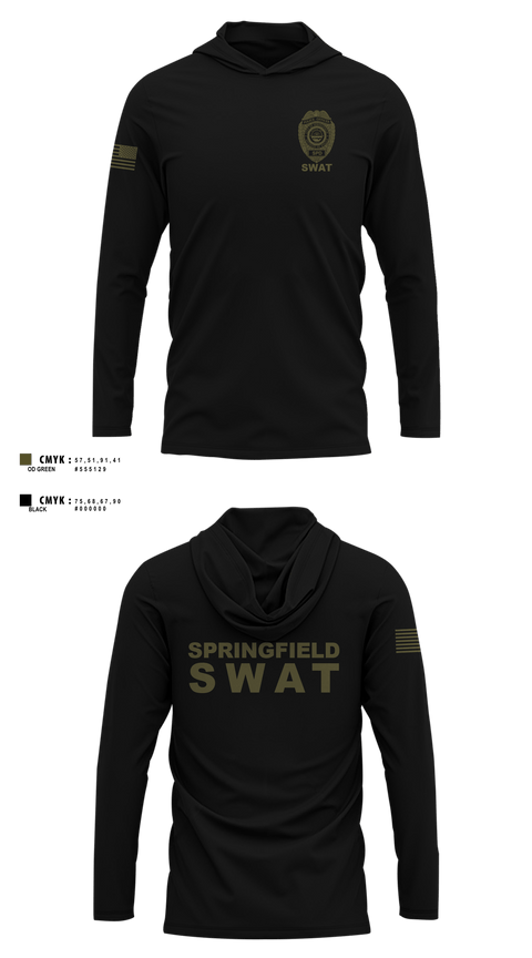 Long Sleeve Hooded Sun Shirt, Springfield Ohio SWAT, Police, Teamtime, Team time, sublimation, custom sports apparel, team uniforms, spirit wear, spiritwear, sports uniforms, custom shirts, team store, custom team store, fundraiser sports, apparel fundraiser