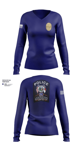 Womens Long Sleeve Vneck Shirt, Lexington Police Department, Police, Teamtime, Team time, sublimation, custom sports apparel, team uniforms, spirit wear, spiritwear, sports uniforms, custom shirts, team store, custom team store, fundraiser sports, apparel fundraiser