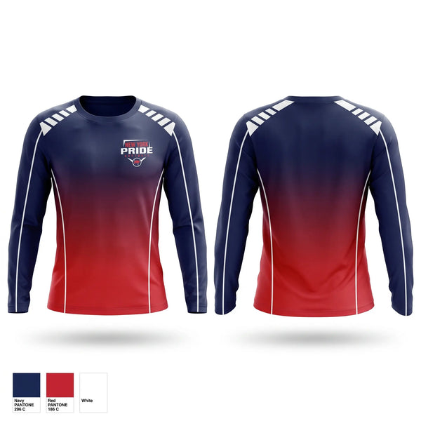 Long Sleeve Performance Shirt, USSSA NY PRIDE, Softball, Teamtime, Team time, sublimation, custom sports apparel, team uniforms, spirit wear, spiritwear, sports uniforms, custom shirts, team store, custom team store, fundraiser sports, apparel fundraiser