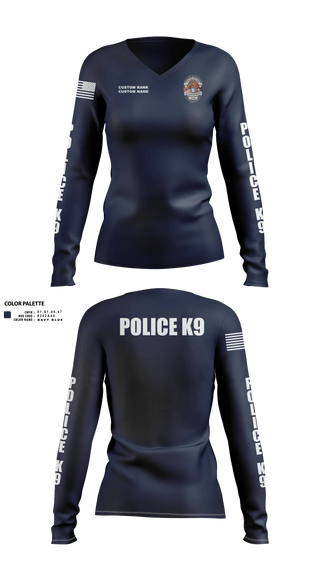 Womens Long Sleeve Vneck Shirt, St George Police K9, Police, Teamtime, Team time, sublimation, custom sports apparel, team uniforms, spirit wear, spiritwear, sports uniforms, custom shirts, team store, custom team store, fundraiser sports, apparel fundraiser