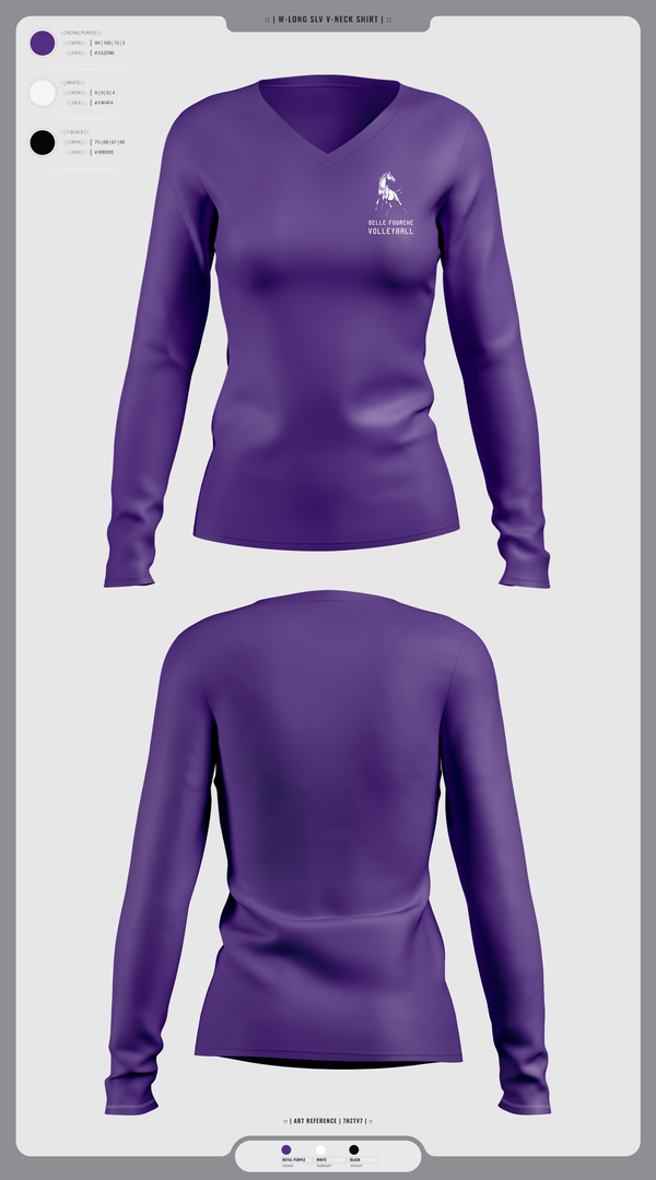 Womens Long Sleeve Vneck Shirt, Belle Fourche Volleyball, Women's Volleyball, Teamtime, Team time, sublimation, custom sports apparel, team uniforms, spirit wear, spiritwear, sports uniforms, custom shirts, team store, custom team store, fundraiser sports, apparel fundraiser