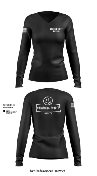 Womens Long Sleeve Vneck Shirt, Charlie Shift Patrol, , Teamtime, Team time, sublimation, custom sports apparel, team uniforms, spirit wear, spiritwear, sports uniforms, custom shirts, team store, custom team store, fundraiser sports, apparel fundraiser