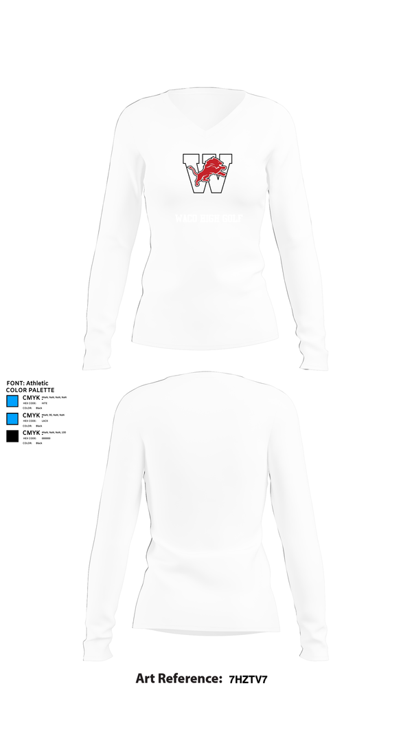 Womens Long Sleeve Vneck Shirt, Waco High Golf, Golf, Teamtime, Team time, sublimation, custom sports apparel, team uniforms, spirit wear, spiritwear, sports uniforms, custom shirts, team store, custom team store, fundraiser sports, apparel fundraiser