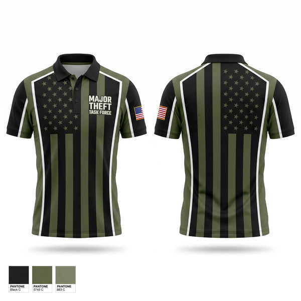 Short Sleeve Performance Polo, Major Theft Task Force, Police, Teamtime, Team time, sublimation, custom sports apparel, team uniforms, spirit wear, spiritwear, sports uniforms, custom shirts, team store, custom team store, fundraiser sports, apparel fundraiser