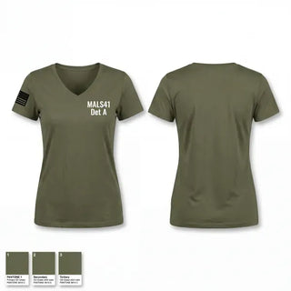Womens Short Sleeve Vneck Shirt, MALS-41 Det A, Marines, Teamtime, Team time, sublimation, custom sports apparel, team uniforms, spirit wear, spiritwear, sports uniforms, custom shirts, team store, custom team store, fundraiser sports, apparel fundraiser