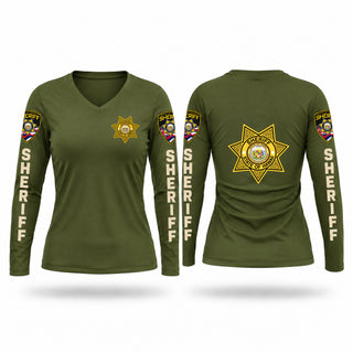 Womens Long Sleeve Vneck Shirt, Hawaii State Sheriff, Police, Teamtime, Team time, sublimation, custom sports apparel, team uniforms, spirit wear, spiritwear, sports uniforms, custom shirts, team store, custom team store, fundraiser sports, apparel fundraiser