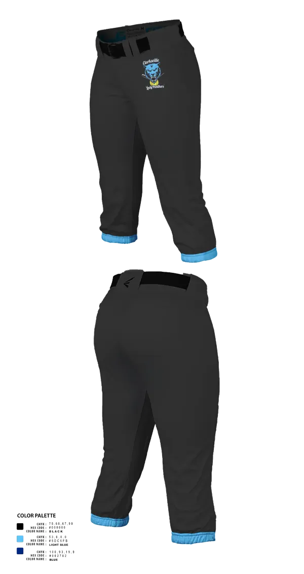 Softball Pants, Clarksville Lady Panters, Softball, Teamtime, Team time, sublimation, custom sports apparel, team uniforms, spirit wear, spiritwear, sports uniforms, custom shirts, team store, custom team store, fundraiser sports, apparel fundraiser