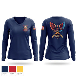Womens Long Sleeve Vneck Shirt, Palmview, Fire Department, Teamtime, Team time, sublimation, custom sports apparel, team uniforms, spirit wear, spiritwear, sports uniforms, custom shirts, team store, custom team store, fundraiser sports, apparel fundraiser
