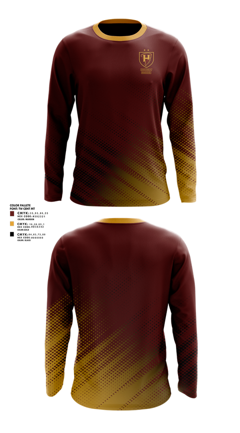 Long Sleeve Performance Shirt, Hickory High School, Men's Soccer, Teamtime, Team time, sublimation, custom sports apparel, team uniforms, spirit wear, spiritwear, sports uniforms, custom shirts, team store, custom team store, fundraiser sports, apparel fundraiser