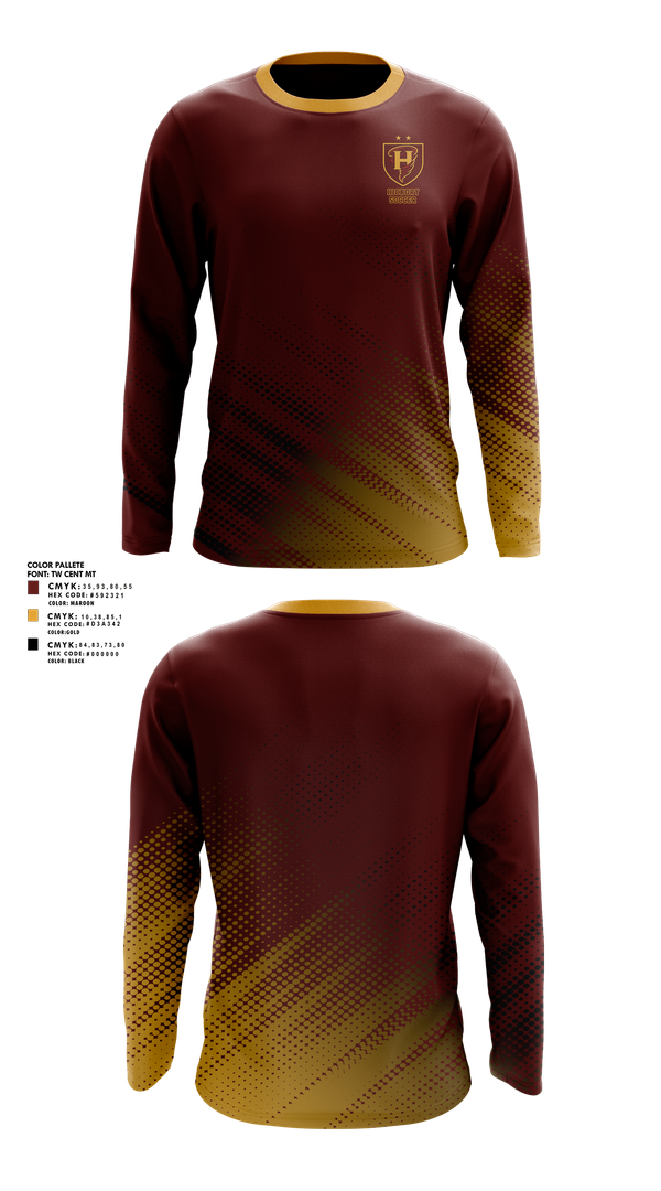 Long Sleeve Performance Shirt, Hickory High School, Men's Soccer, Teamtime, Team time, sublimation, custom sports apparel, team uniforms, spirit wear, spiritwear, sports uniforms, custom shirts, team store, custom team store, fundraiser sports, apparel fundraiser