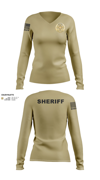 Womens Long Sleeve Vneck Shirt, Susquehanna County Sheriff, Police, Teamtime, Team time, sublimation, custom sports apparel, team uniforms, spirit wear, spiritwear, sports uniforms, custom shirts, team store, custom team store, fundraiser sports, apparel fundraiser
