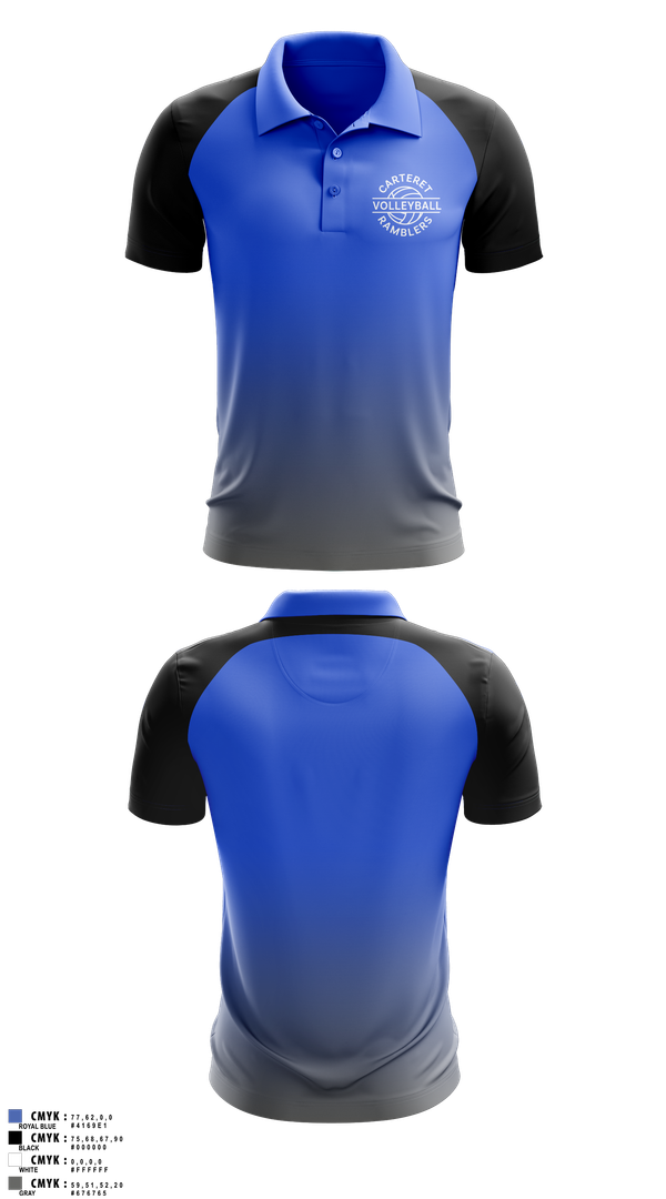 Short Sleeve Performance Polo, Carteret Ramblers Volleyball, Women's Volleyball, Teamtime, Team time, sublimation, custom sports apparel, team uniforms, spirit wear, spiritwear, sports uniforms, custom shirts, team store, custom team store, fundraiser sports, apparel fundraiser