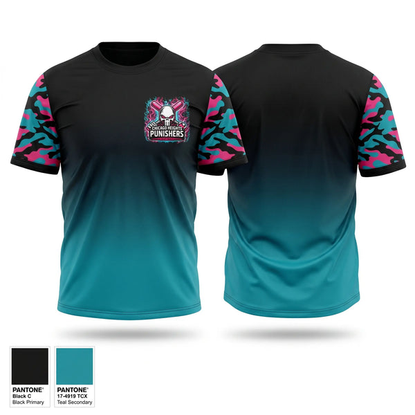 Soft Poly Tee Cotton Like Feel, Chicago Heights Punishers, Softball, Teamtime, Team time, sublimation, custom sports apparel, team uniforms, spirit wear, spiritwear, sports uniforms, custom shirts, team store, custom team store, fundraiser sports, apparel fundraiser