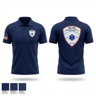 Short Sleeve Performance Polo, Miller EMS, EMS/EMT, Teamtime, Team time, sublimation, custom sports apparel, team uniforms, spirit wear, spiritwear, sports uniforms, custom shirts, team store, custom team store, fundraiser sports, apparel fundraiser