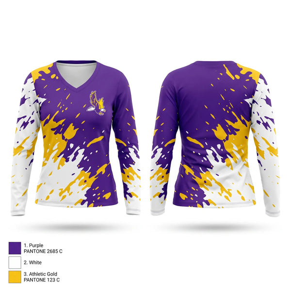 Womens Long Sleeve Vneck Shirt, Eaton Basketball, Men's Basketball, Teamtime, Team time, sublimation, custom sports apparel, team uniforms, spirit wear, spiritwear, sports uniforms, custom shirts, team store, custom team store, fundraiser sports, apparel fundraiser