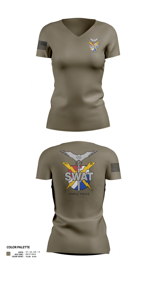 Womens Short Sleeve Vneck Shirt, Temple SWAT, Police, Teamtime, Team time, sublimation, custom sports apparel, team uniforms, spirit wear, spiritwear, sports uniforms, custom shirts, team store, custom team store, fundraiser sports, apparel fundraiser