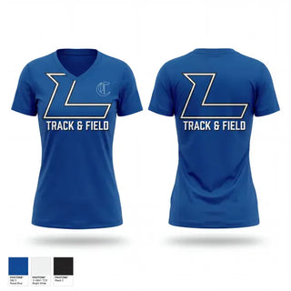 Womens Short Sleeve Vneck Shirt, Charlotte Christian School Track & Field, Track & Field, Teamtime, Team time, sublimation, custom sports apparel, team uniforms, spirit wear, spiritwear, sports uniforms, custom shirts, team store, custom team store, fundraiser sports, apparel fundraiser