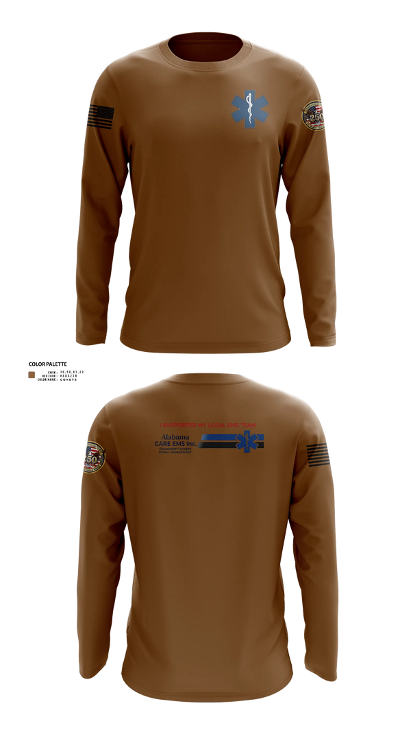 Long Sleeve Performance Shirt, Alabama CARE EMS Inc., EMS/EMT, Teamtime, Team time, sublimation, custom sports apparel, team uniforms, spirit wear, spiritwear, sports uniforms, custom shirts, team store, custom team store, fundraiser sports, apparel fundraiser