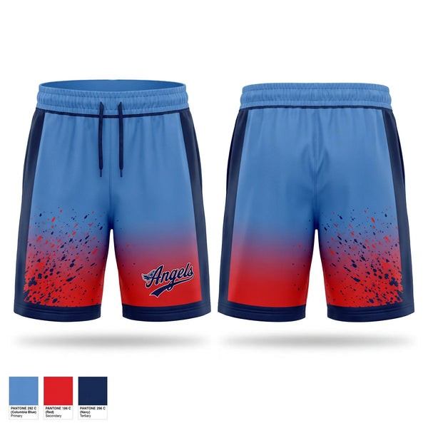 Athletic Shorts With Pockets, Angels, Softball, Teamtime, Team time, sublimation, custom sports apparel, team uniforms, spirit wear, spiritwear, sports uniforms, custom shirts, team store, custom team store, fundraiser sports, apparel fundraiser