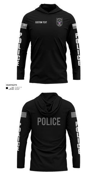Long Sleeve Performance Shirt with hood, PERRY POLICE DEPARTMENT, Police, Teamtime, Team time, sublimation, custom sports apparel, team uniforms, spirit wear, spiritwear, sports uniforms, custom shirts, team store, custom team store, fundraiser sports, apparel fundraiser