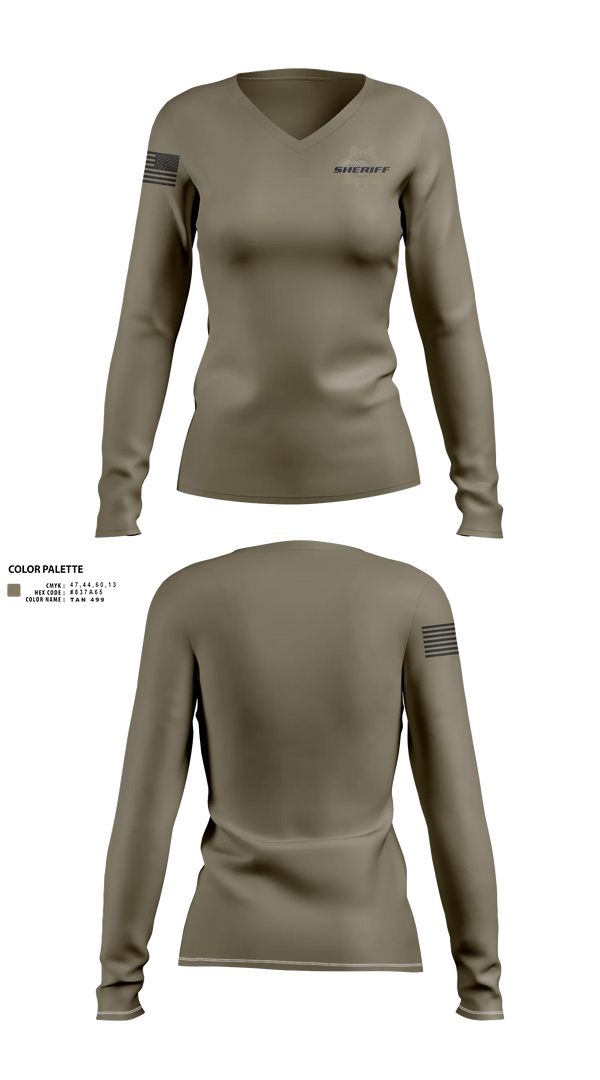 Womens Long Sleeve Vneck Shirt, Flathead County Sheriff's Office, Police, Teamtime, Team time, sublimation, custom sports apparel, team uniforms, spirit wear, spiritwear, sports uniforms, custom shirts, team store, custom team store, fundraiser sports, apparel fundraiser