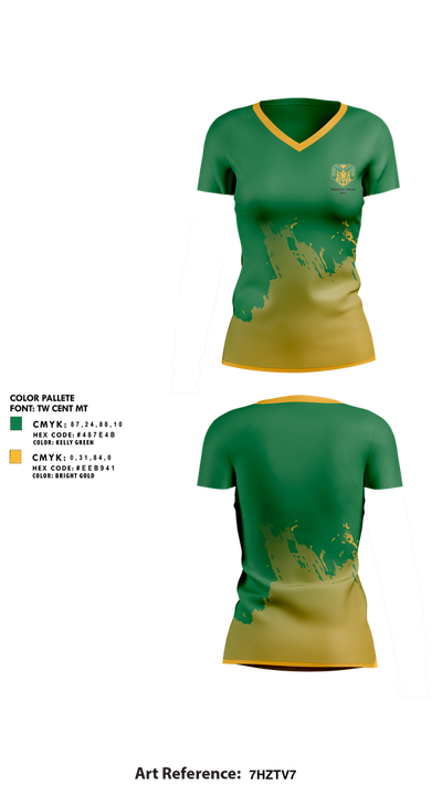 Wyalusing Valley Senior High School Golf 42348847 Women's Short Sleeve V-neck Shirt - 1