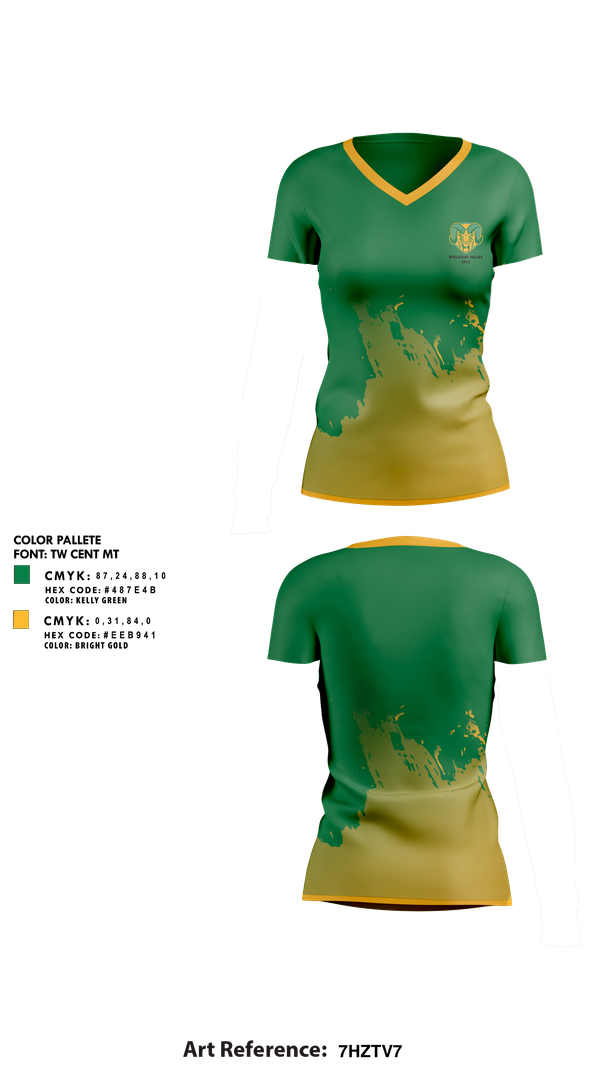 Wyalusing Valley Senior High School Golf 42348847 Women's Short Sleeve V-neck Shirt - 1