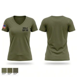 Womens Short Sleeve Vneck Shirt, 883rd QM CO, Army, Teamtime, Team time, sublimation, custom sports apparel, team uniforms, spirit wear, spiritwear, sports uniforms, custom shirts, team store, custom team store, fundraiser sports, apparel fundraiser