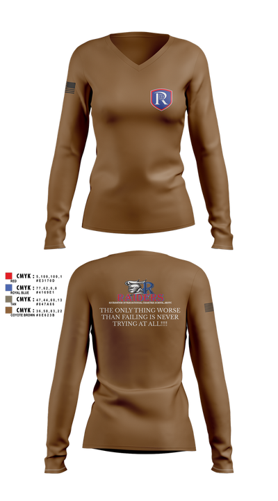 RICS Raiders 86682498 Women's Long Sleeve V-neck Shirt - 11