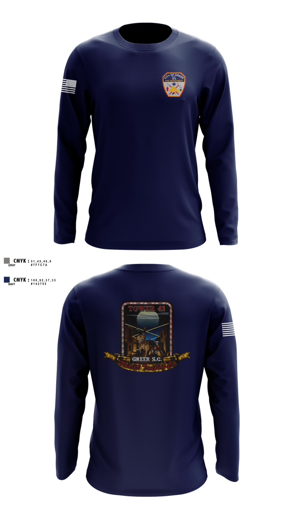 Long Sleeve Performance Shirt, City Of Greer FD, Fire Department, Teamtime, Team time, sublimation, custom sports apparel, team uniforms, spirit wear, spiritwear, sports uniforms, custom shirts, team store, custom team store, fundraiser sports, apparel fundraiser