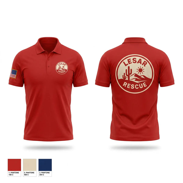 Short Sleeve Performance Polo, LESAR RESCUE, EMS/EMT, Teamtime, Team time, sublimation, custom sports apparel, team uniforms, spirit wear, spiritwear, sports uniforms, custom shirts, team store, custom team store, fundraiser sports, apparel fundraiser