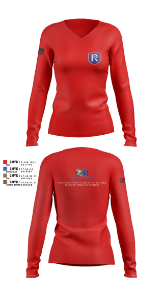 Womens Long Sleeve Vneck Shirt, RICS Raiders, Army, Teamtime, Team time, sublimation, custom sports apparel, team uniforms, spirit wear, spiritwear, sports uniforms, custom shirts, team store, custom team store, fundraiser sports, apparel fundraiser