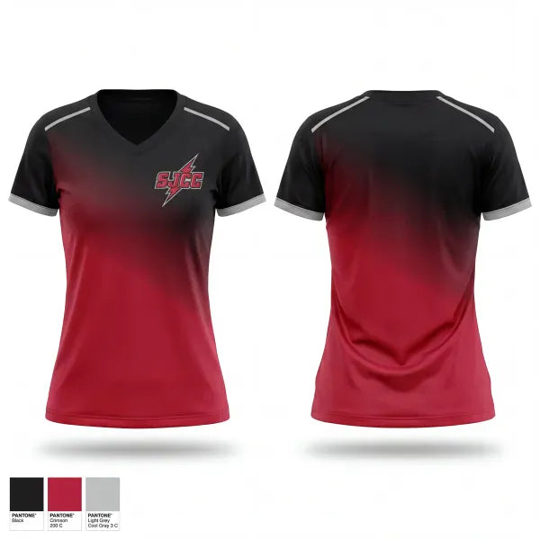 Womens Short Sleeve Vneck Shirt, SJCC, Wrestling, Teamtime, Team time, sublimation, custom sports apparel, team uniforms, spirit wear, spiritwear, sports uniforms, custom shirts, team store, custom team store, fundraiser sports, apparel fundraiser