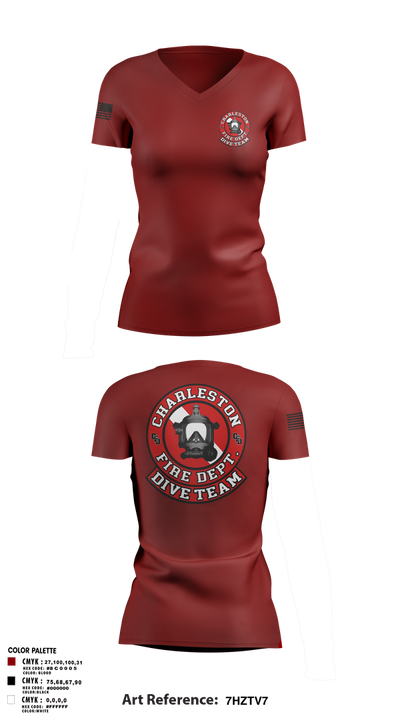 Charleston Fire Dept Dive Team 94862858 Women's Short Sleeve V-neck Shirt - 1