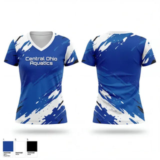 Womens Short Sleeve Vneck Shirt, Central Ohio Aquatics, Swimming, Teamtime, Team time, sublimation, custom sports apparel, team uniforms, spirit wear, spiritwear, sports uniforms, custom shirts, team store, custom team store, fundraiser sports, apparel fundraiser