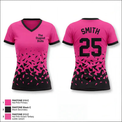 The Dugout Dolls 80815781 Women's Short Sleeve V-neck Shirt - 1
