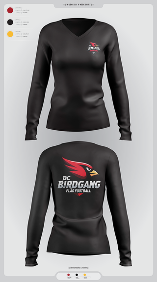 Womens Long Sleeve Vneck Shirt, Derby City Birdgang, , Teamtime, Team time, sublimation, custom sports apparel, team uniforms, spirit wear, spiritwear, sports uniforms, custom shirts, team store, custom team store, fundraiser sports, apparel fundraiser