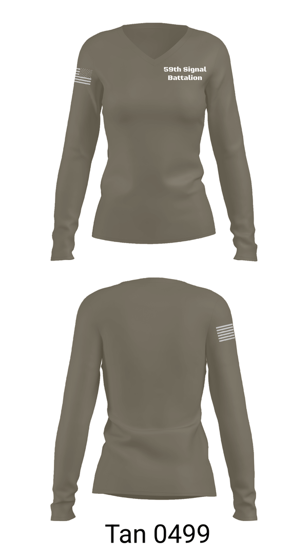 Womens Long Sleeve Vneck Shirt, 59th Signal Battalion, Army, Teamtime, Team time, sublimation, custom sports apparel, team uniforms, spirit wear, spiritwear, sports uniforms, custom shirts, team store, custom team store, fundraiser sports, apparel fundraiser