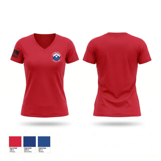 Womens Short Sleeve Vneck Shirt, National Ski Patrol Eastern Division Safety Team, EMS/EMT, Teamtime, Team time, sublimation, custom sports apparel, team uniforms, spirit wear, spiritwear, sports uniforms, custom shirts, team store, custom team store, fundraiser sports, apparel fundraiser
