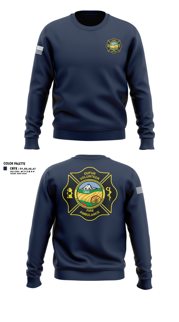 Crew Neck Sweatshirt, Dufur Volunteer Fire and Ambulance, Fire Department, Teamtime, Team time, sublimation, custom sports apparel, team uniforms, spirit wear, spiritwear, sports uniforms, custom shirts, team store, custom team store, fundraiser sports, apparel fundraiser