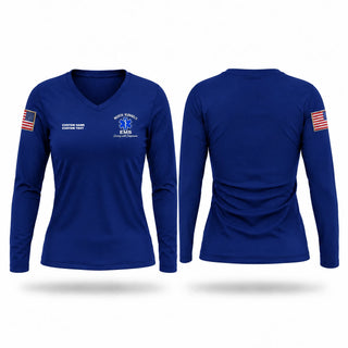 Womens Long Sleeve Vneck Shirt, North Runnels EMS, EMS/EMT, Teamtime, Team time, sublimation, custom sports apparel, team uniforms, spirit wear, spiritwear, sports uniforms, custom shirts, team store, custom team store, fundraiser sports, apparel fundraiser