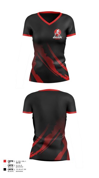 Womens Short Sleeve Vneck Shirt, Geek MMA, Wrestling, Teamtime, Team time, sublimation, custom sports apparel, team uniforms, spirit wear, spiritwear, sports uniforms, custom shirts, team store, custom team store, fundraiser sports, apparel fundraiser